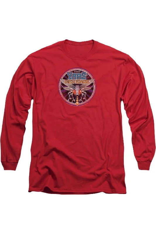 Men's Shirts with Lace-Up HemlinesAtari Yars Revenge Patch Long Sleeve Adult Tee / T-Shirt Men's Shirts with Lace-Up HemlinesAtari Yars Revenge Patch Long Sleeve Adult Tee / T-Shirt