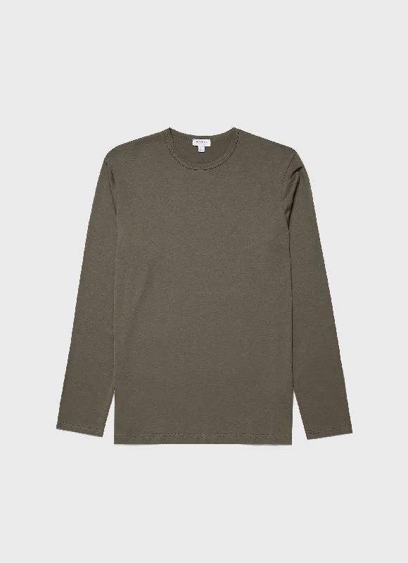 Men's Shirts with French CuffsMen's Long Sleeve Classic T-shirt in Khaki