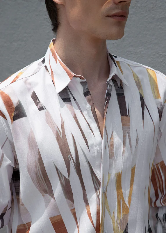 Men's Easy-Care Shirts for Busy LifestylesAbstract Yellow Multicoloured Shirt