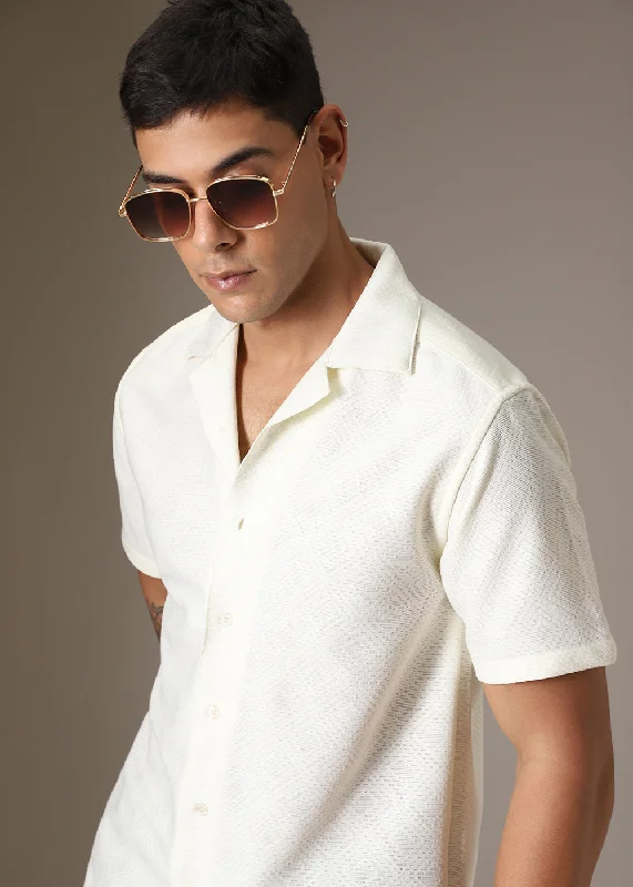 Men's Regular-Fit Shirts for a Classic FitSmear Cream Crochet Shirt