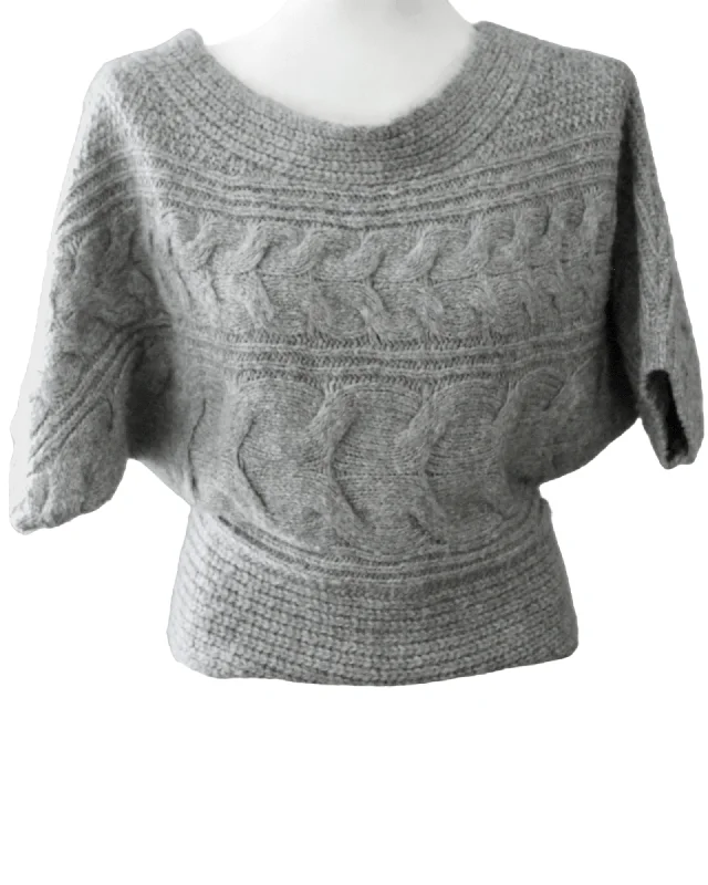 Men's Sweaters with Contrast TrimSoft Summer Gray Wool Cable Knit Sweater