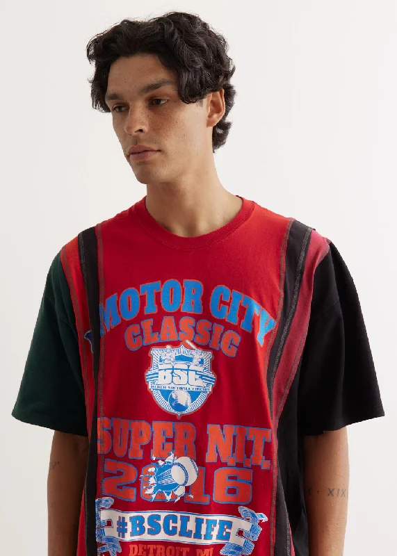 Men's Shirts with Pleated Hemlines7 Cuts Wide T-Shirt