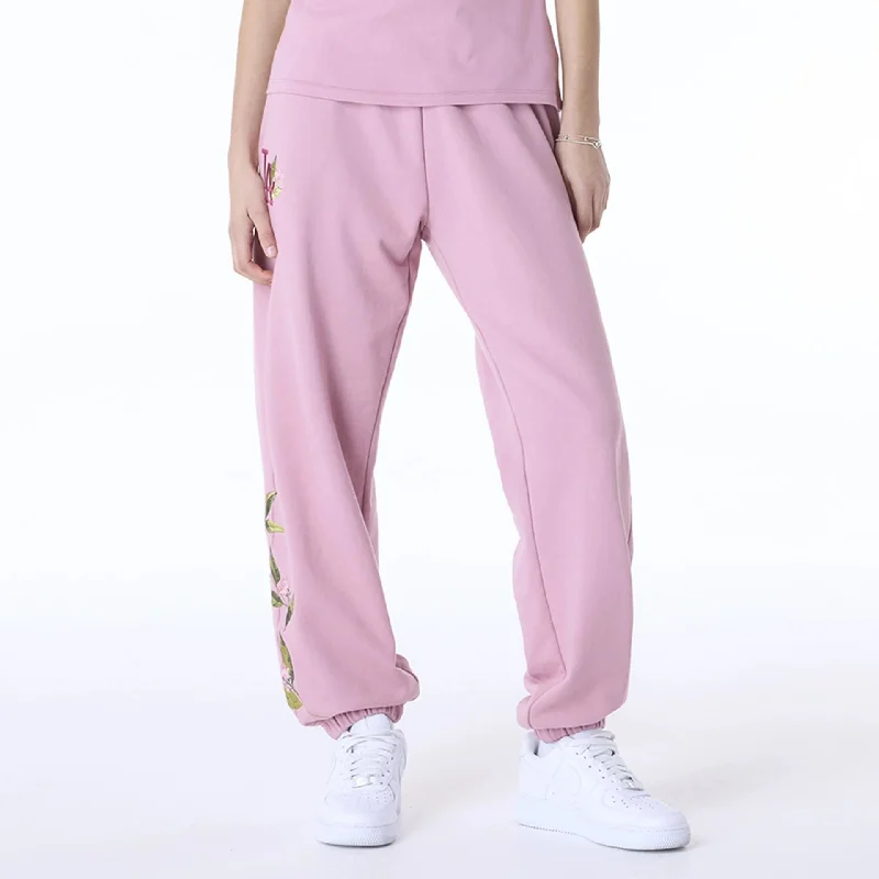 Men's Pants with Elastic CuffsLA Dodgers Womens MLB Floral Dark Pink Joggers