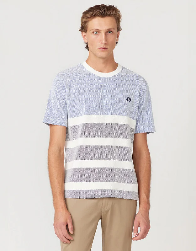 Men's Shirts with Hook-and-Loop ClosuresBen Sherman Textured Block Stripe Blue T-Shirt