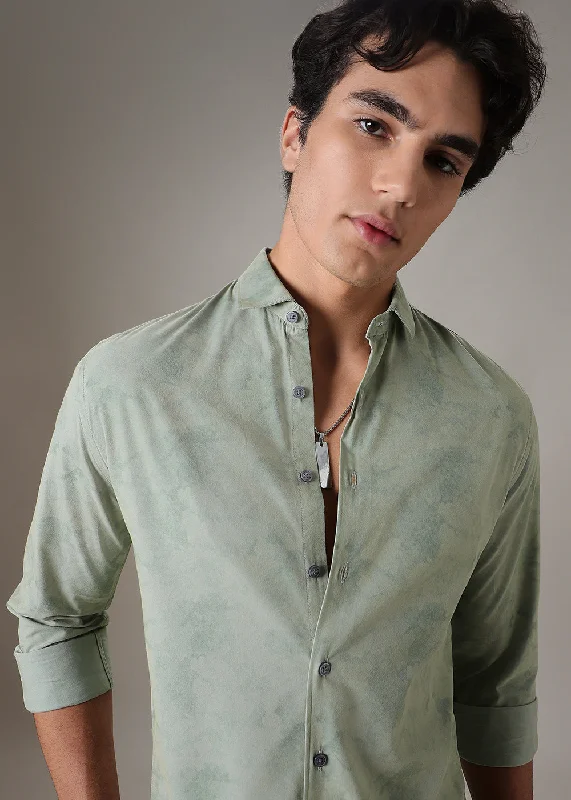Men's Performance Fabric Shirts for All-Day ComfortLight Green Printed Shirt