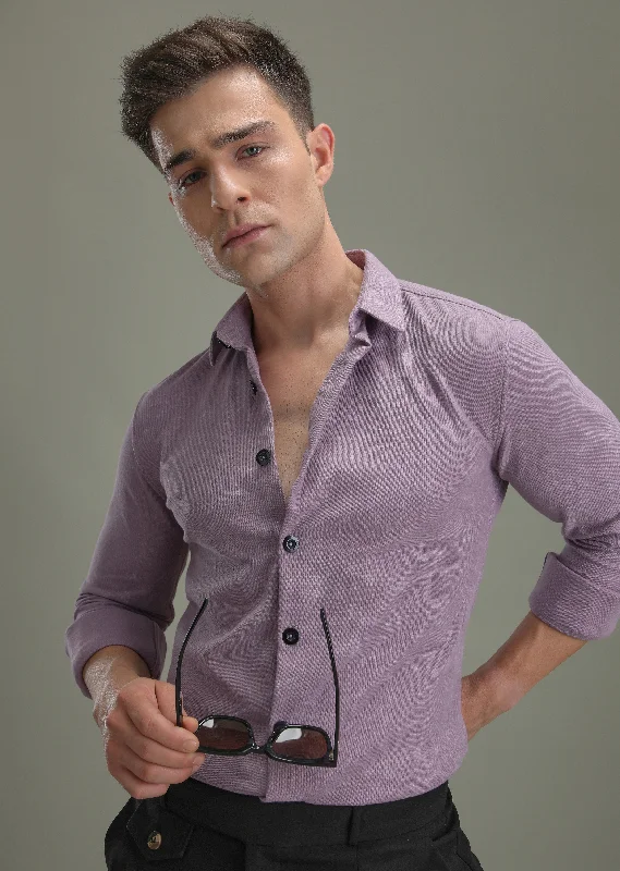 Men's Patterned Dress Casual Shirts for Smart-Casual EventsViolet Knitted Shirt