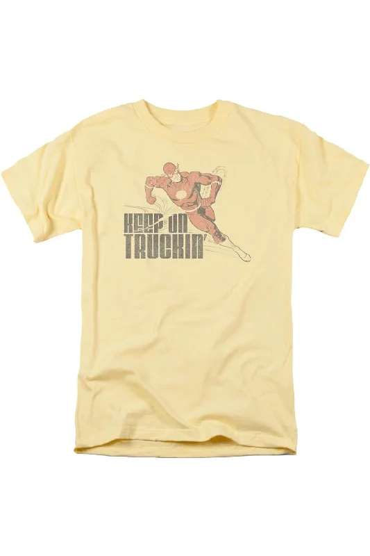 Men's Shirts with Contrast CollarsDC Comics Flash Keep On Truckin Short Sleeve Adult Tee / T-Shirt