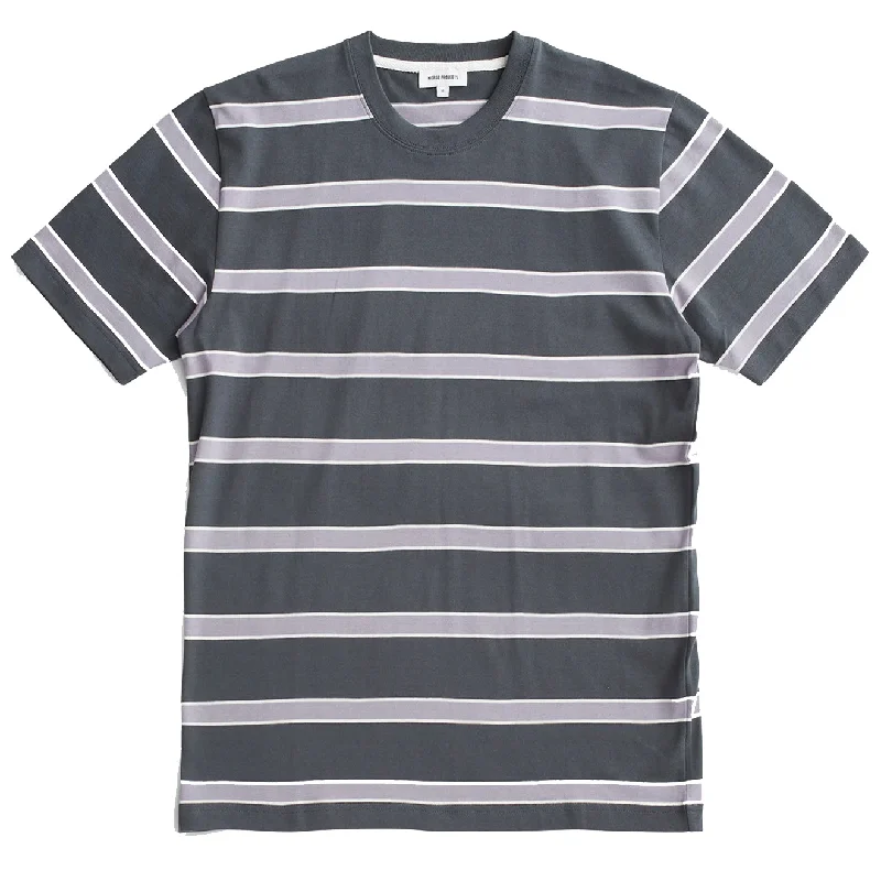 Men's Shirts with Appliquéd SleevesNorse Projects Johannes Organic Multicolour Stripe T-shirt Battleship Grey