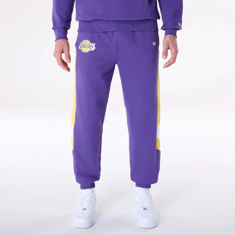 Men's Elastic-Waisted Pants for Easy MovementLA Lakers NBA Panel Purple Fleece Joggers Men's Elastic-Waisted Pants for Easy MovementLA Lakers NBA Panel Purple Fleece Joggers