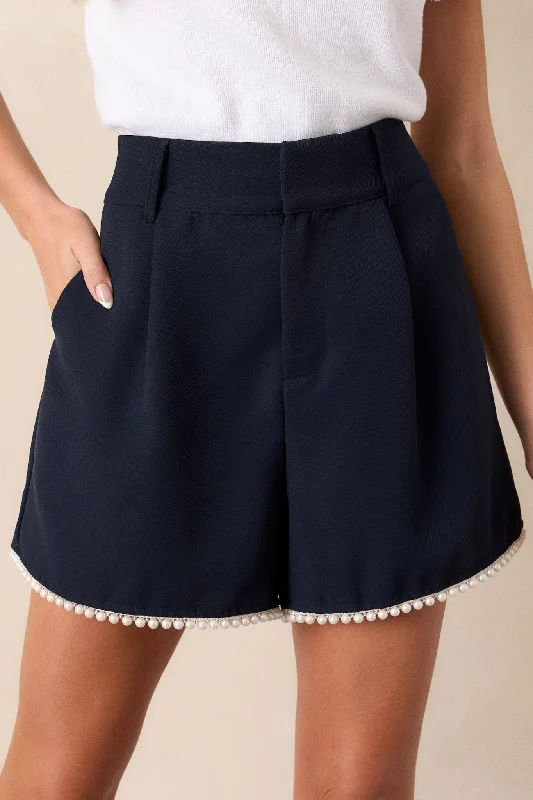 Men's Unique and Designer Bottom Wear for a Statement LookTwilight Venture Navy Pearl Trim Shorts Men's Unique and Designer Bottom Wear for a Statement LookTwilight Venture Navy Pearl Trim Shorts