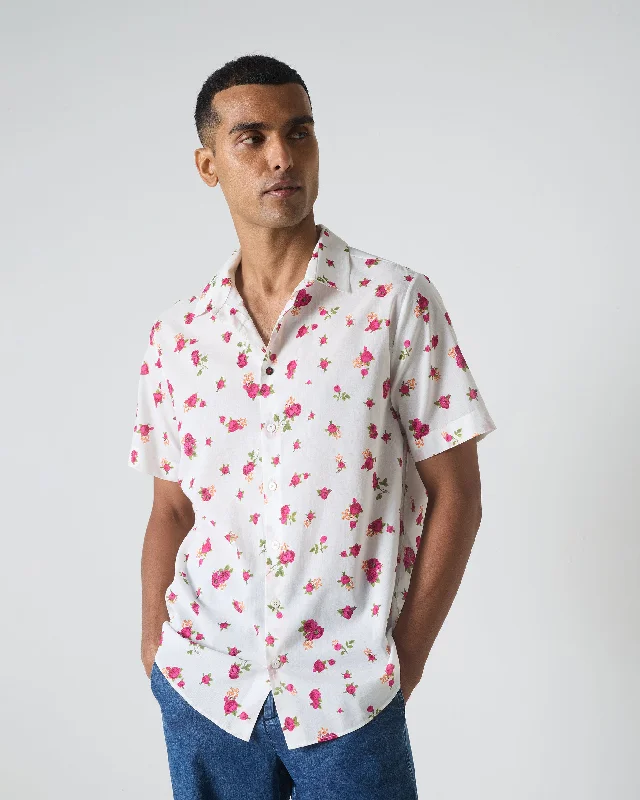 Men's V-Neck T-Shirts for a Flattering ShapeHalf Sleeves Shirt - Pink Ditsy Print