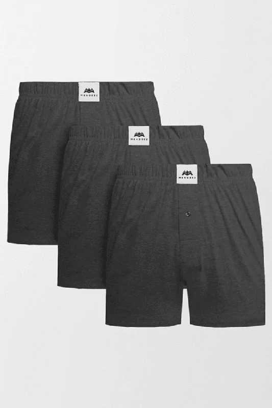 Men's Pants with Patchwork PatternsJersey Boxer Shorts - Charcoal Grey Pack Of 3