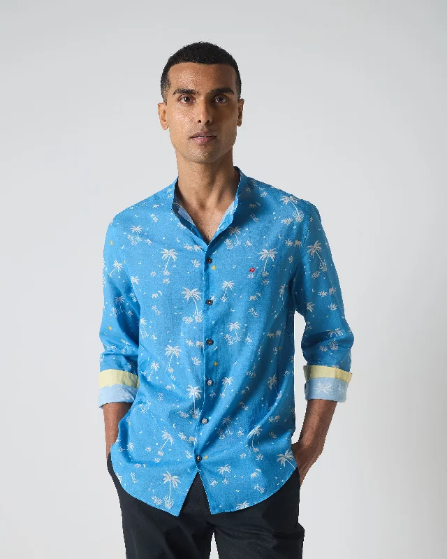Men's Easy-Care Shirts for Busy LifestylesNawab Shirt - Blue & White Print