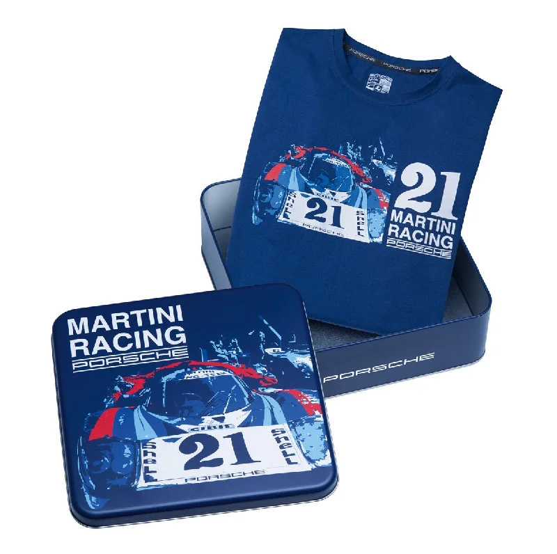 Breathable Men's Mesh TopsPorsche Collector's T-shirt Blue #21- Martini Racing