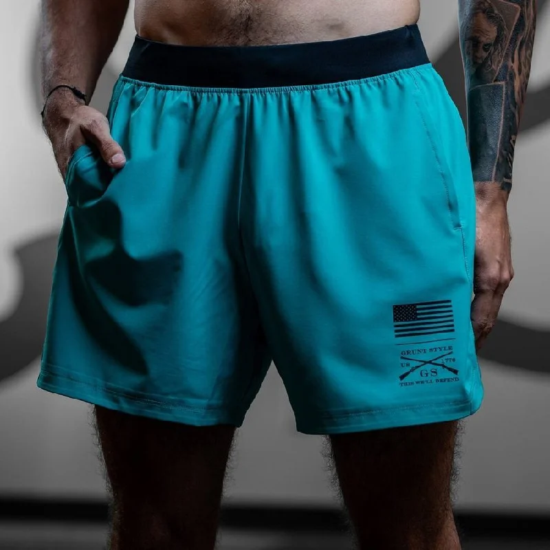 Men's Patterned Pants with StripesMen's Training Shorts - Aqua