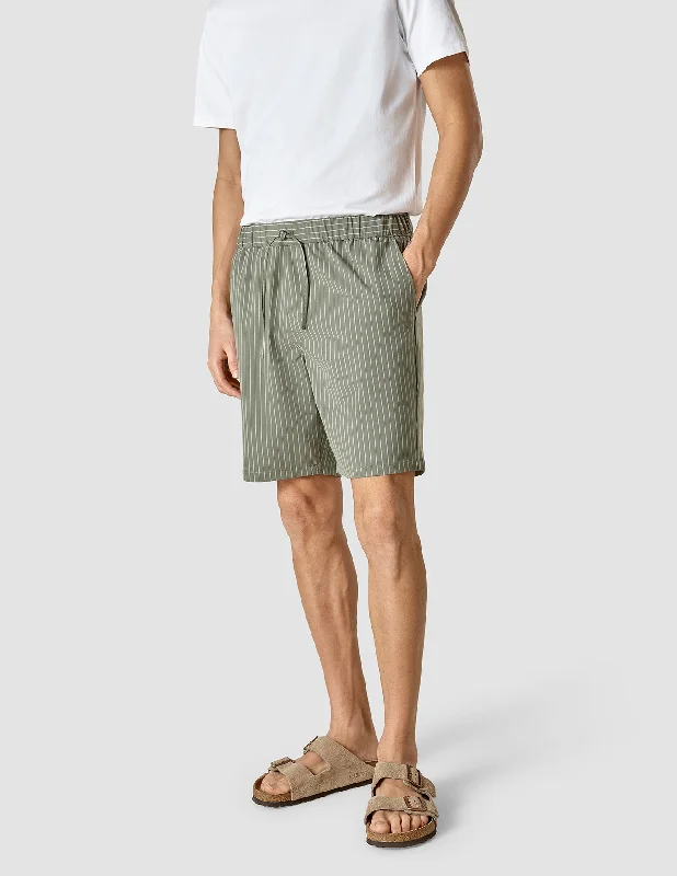 Men's Skinny Jeans for a Trendy LookTech Linen Elastic Shorts Green Pinstripe
