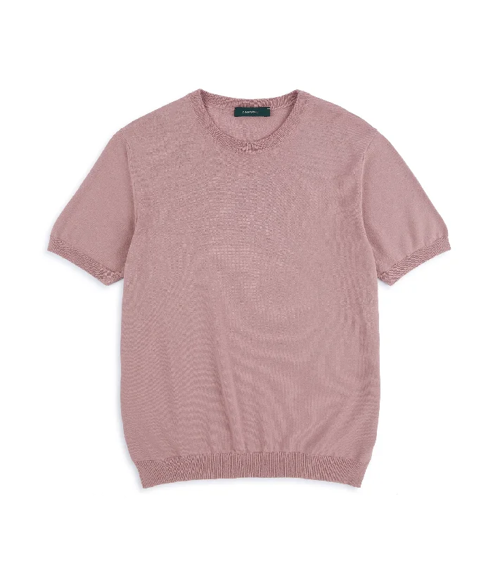 Men's Shirts for BoatingZanone Cotton Crepe Crew Neck T-Shirt: Dusty Pink