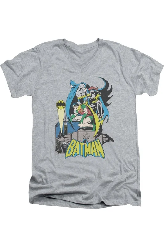 Men's Shirts with UV ProtectionDC Comics Batman Heroic Trio Short Sleeve Adult V Neck Premium Cotton Tee / T-Shirt Men's Shirts with UV ProtectionDC Comics Batman Heroic Trio Short Sleeve Adult V Neck Premium Cotton Tee / T-Shirt