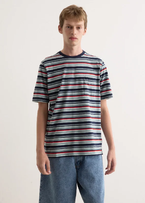 Men's Shirts with Mock NecksStriped Pocket T-Shirt