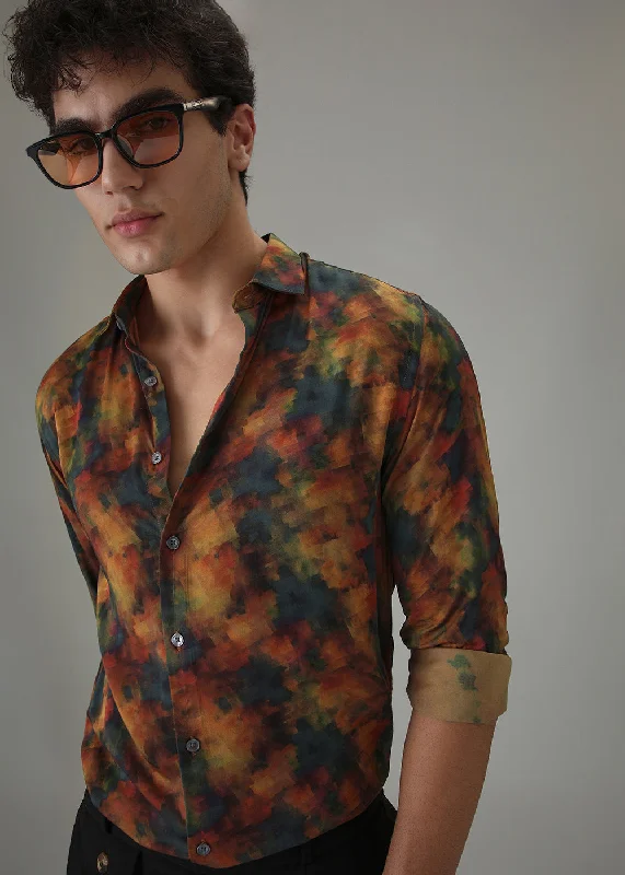 Men's Machine-Washable Shirts for ConvenienceMulti Colour Abstract Printed Shirt