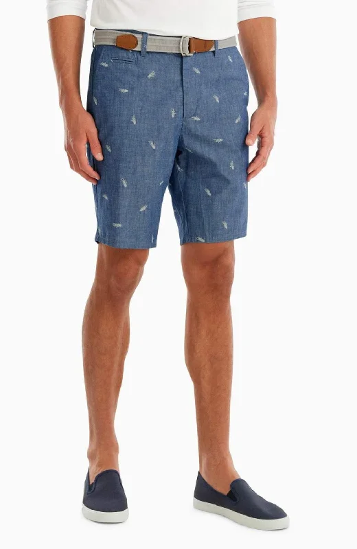 Men's Pants with Appliqué DetailsMen's Hula Garment Dyed Shorts In Chambray