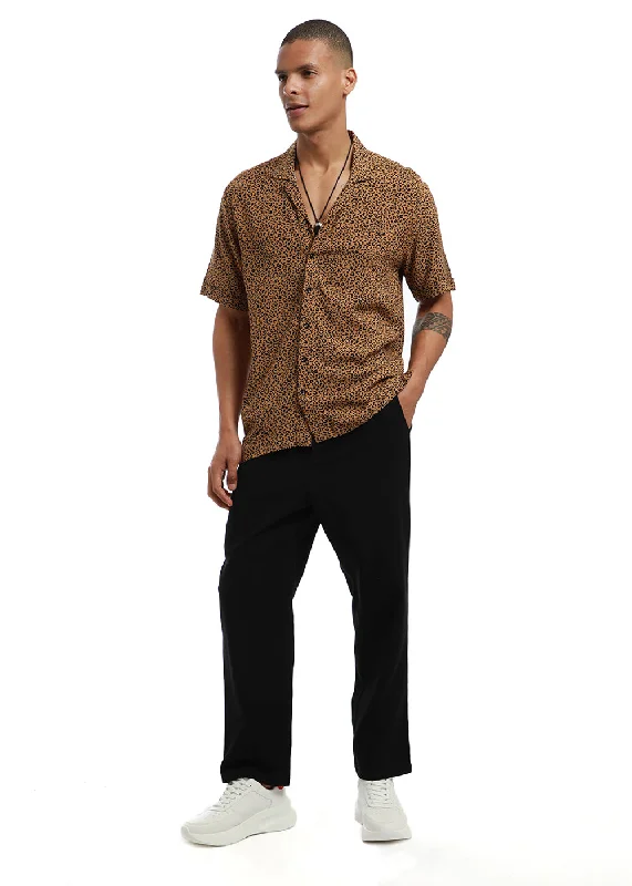 Men's Fishing Shirts for Water SportsBlack Panthera Print Half sleeve shirt
