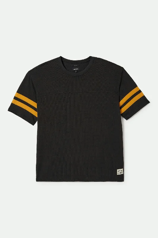 Men's Shirts with Moisture-Wicking FabricVintage Football Mesh Jersey T-Shirt - Washed Black/Ray Flower