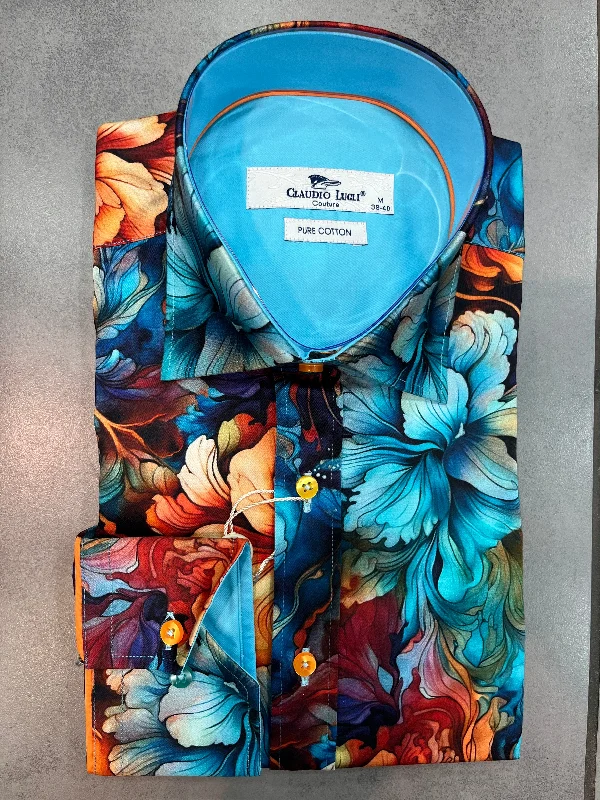 Men's Tab-Collar Shirts for a Crisp LookCLAUDIO LUGLI LIQUID FLORAL SHIRT CP6952