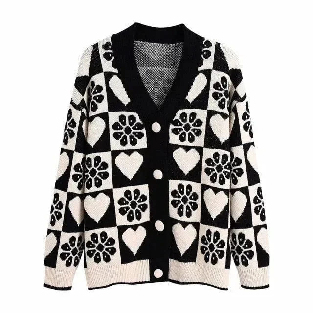 Comfortable Men's Cotton SweatersJacquard Loose Cardigan Sweaters For Women