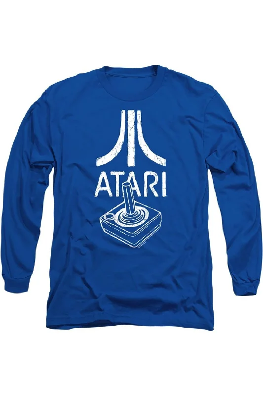 Men's Shirts with Belt LoopsAtari Joystick Logo Long Sleeve Adult Tee / T-Shirt