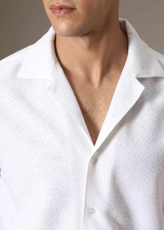 Men's Striped Shirts for a Maritime TwistPearl White Crochet Shirt