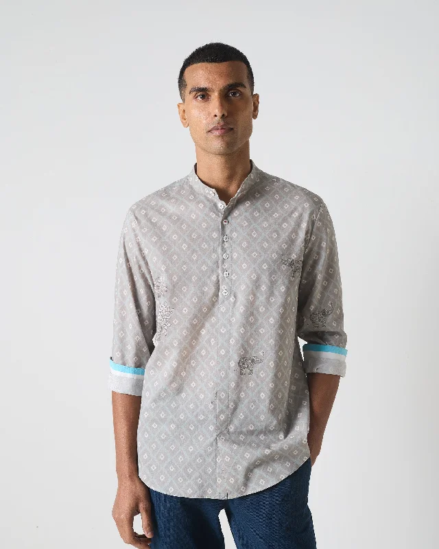 Men's Dressy Button-Down Shirts for Formal OccasionsAngtak Shirt - Grey Print