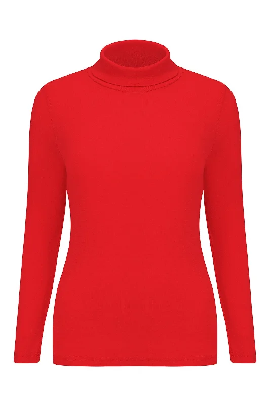 100% Merino roll neck Top | RED | 6511ZR