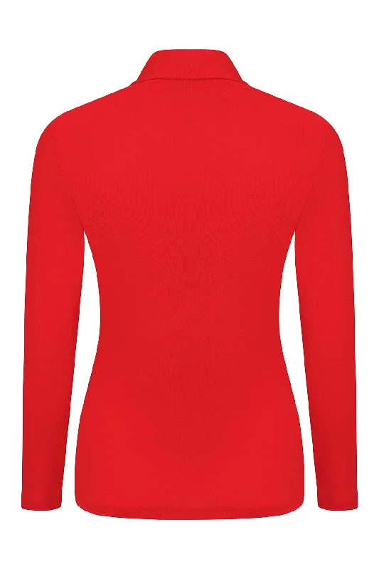 100% Merino roll neck Top | RED | 6511ZR