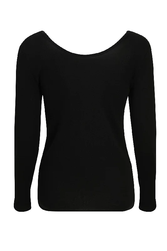 2 option neckline Merino Blend Top | BLACK | 6394ZR