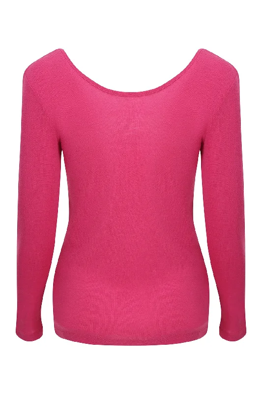 2 option neckline Merino Blend Top | CERISE | 6394ZR