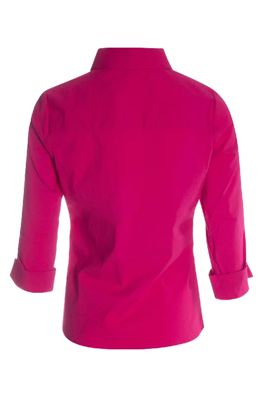 3/4 sleeve Cotton Poplin Shirt | MAGENTA | 6382AR