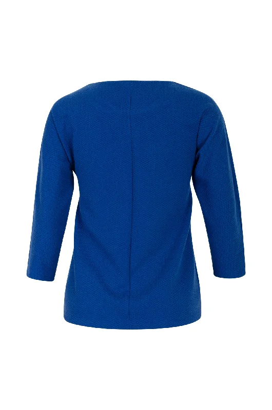 3/4 sleeve Textured Top | ROYAL | 0141ZR