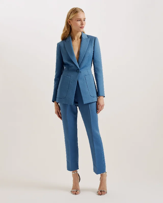 Akenij Single Breasted Tailored Blazer Blue