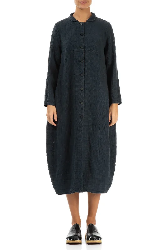 Balloon Graphite Textured Linen Jacket Dress