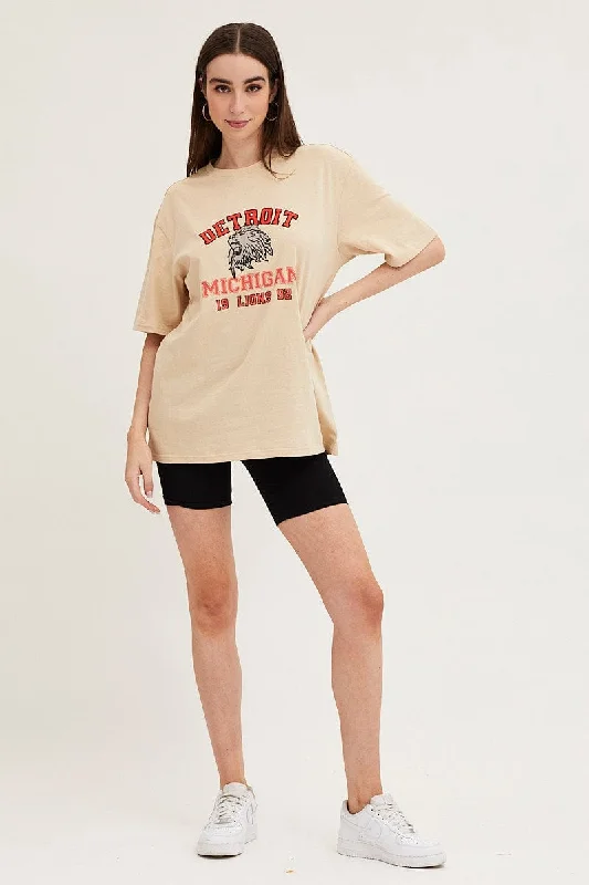 Beige Oversized T Shirt