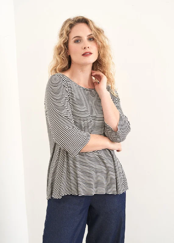 BETTE STRIPE TOP - CHARCOAL