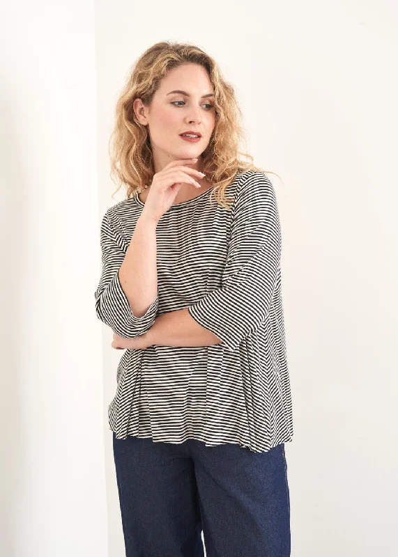 BETTE STRIPE TOP - CHARCOAL