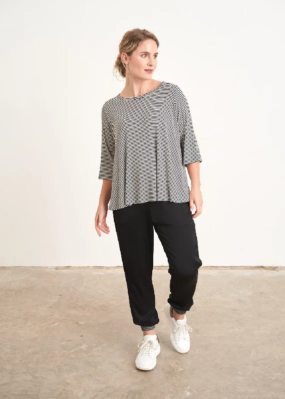 BETTE STRIPE TOP - CHARCOAL