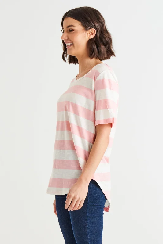 Betty Basics Ariana Tee Baby Pink Stripe