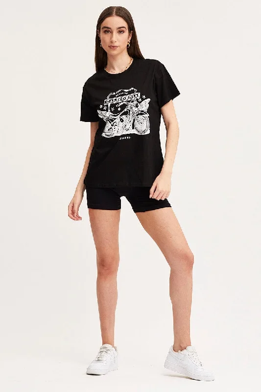 Black Graphic T Shirt Short Sleeve