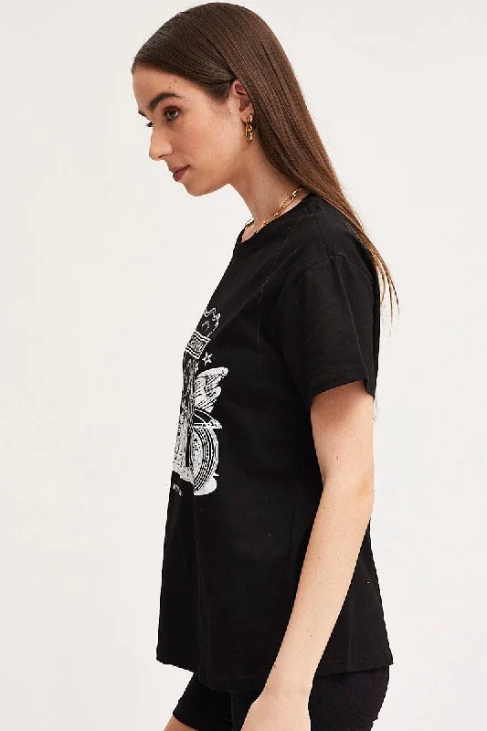 Black Graphic T Shirt Short Sleeve