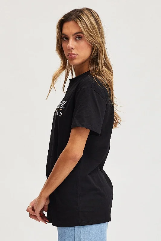 Black Graphic T Shirt Short Sleeve