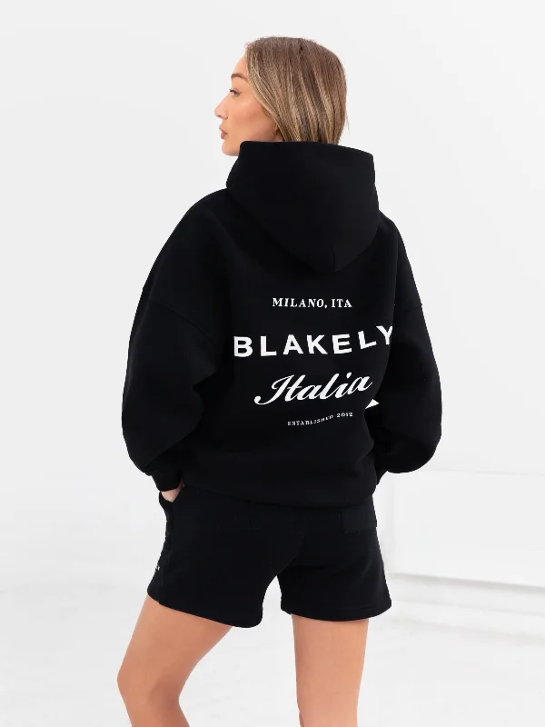 Italia Oversized Hoodie - Black