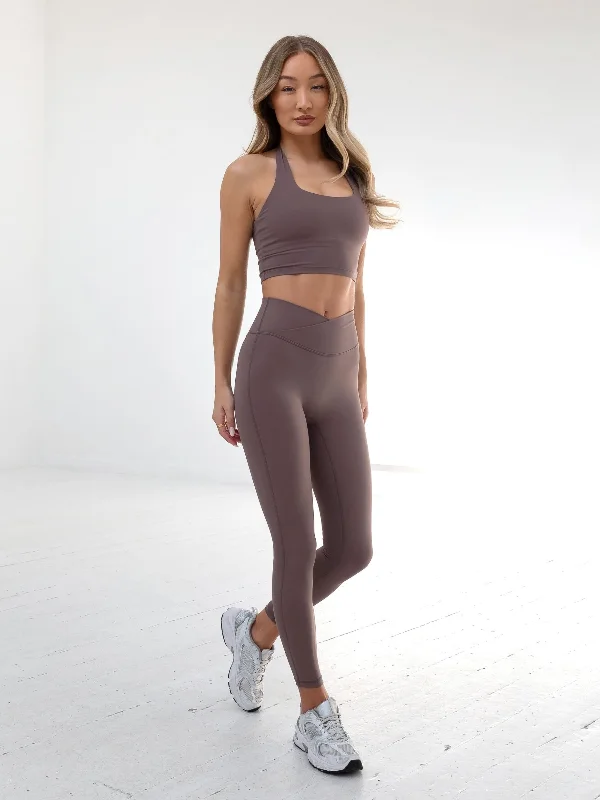 Studio Crossover Leggings - Mauve Brown